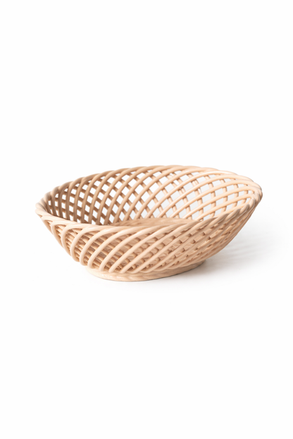 Glazed Porcelain Hand-Woven Small Oval Basket