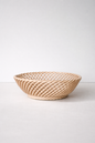 Glazed Porcelain Hand-Woven Round Basket
