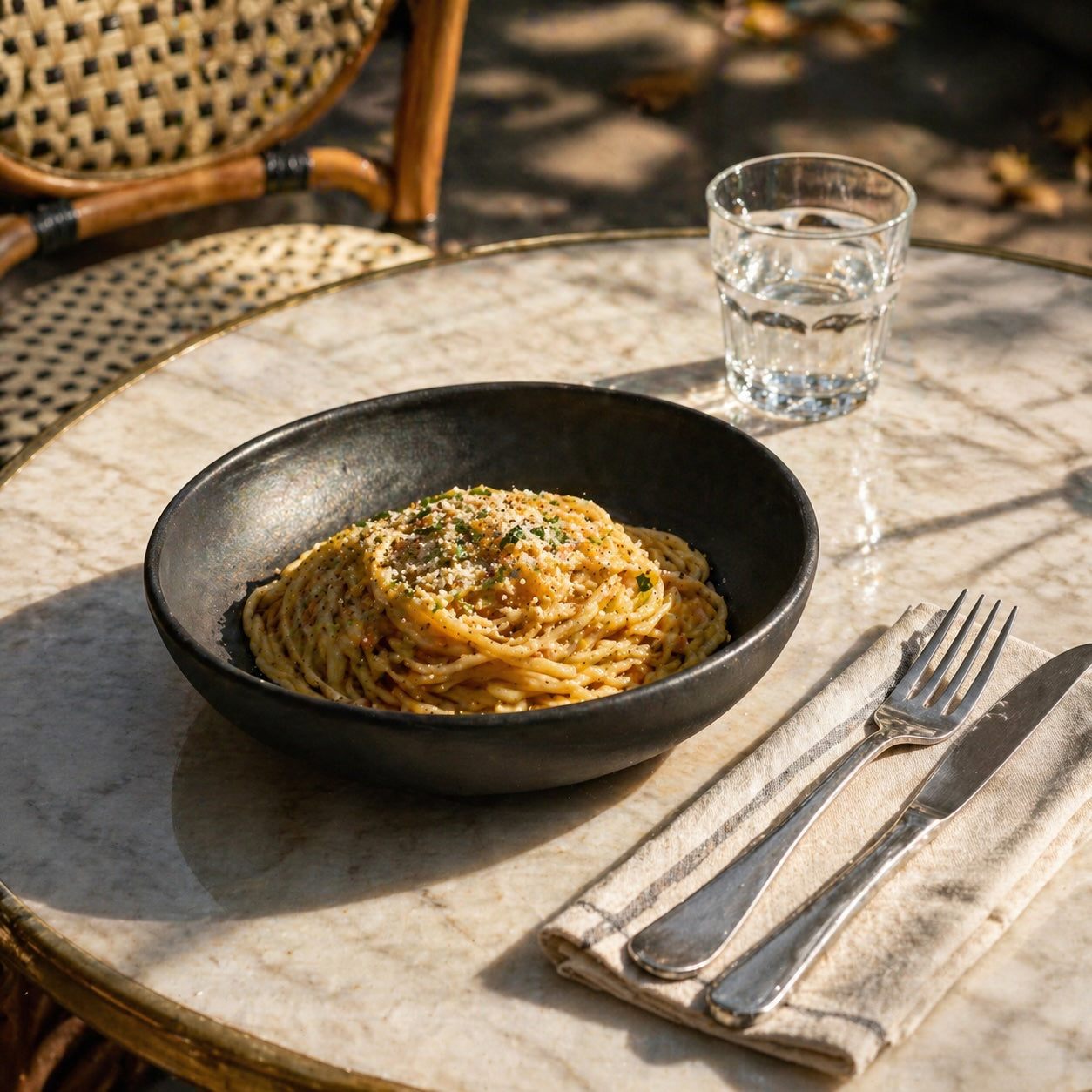 Black - Stoneware Pasta Bowl