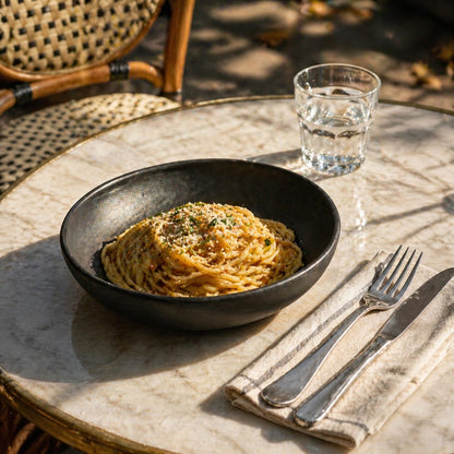 Black - Stoneware Pasta Bowl