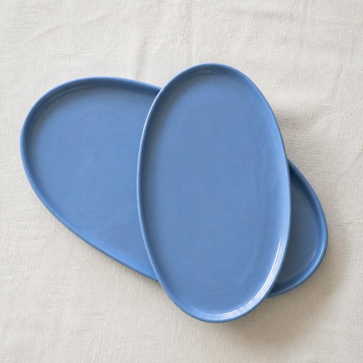 Forget-me-not Blue -  Porcelain Oval Serving Platter.
