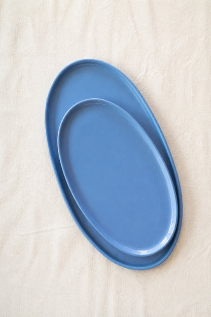 Forget-me-not Blue -  Porcelain Oval Serving Platter.