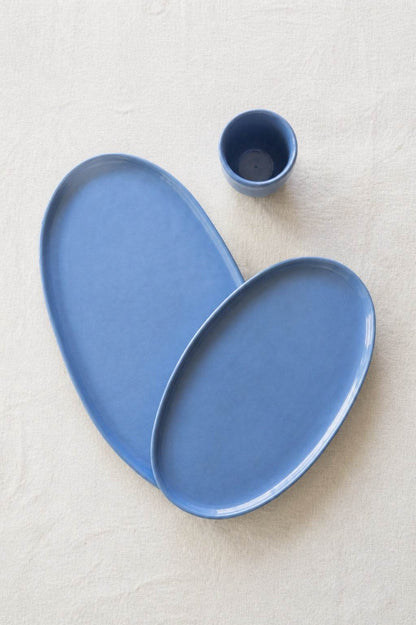 Forget-me-not Blue -  Porcelain Oval Serving Platter.