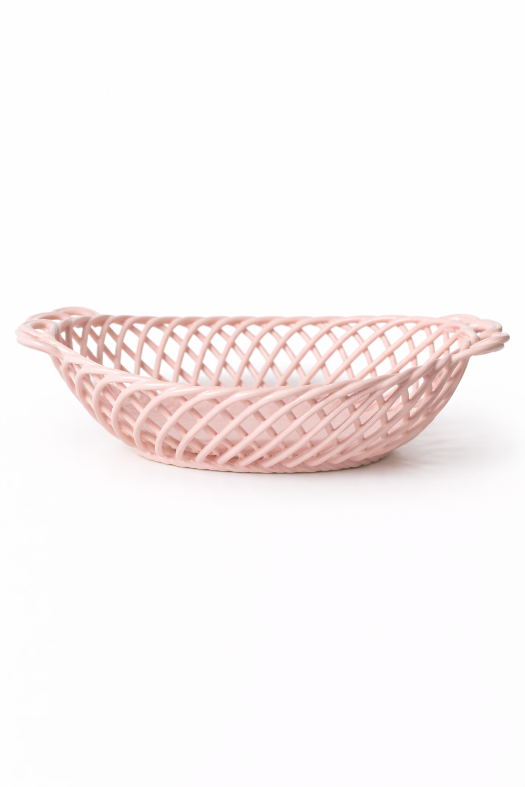 Glazed Porcelain Hand-Woven Oval Basket