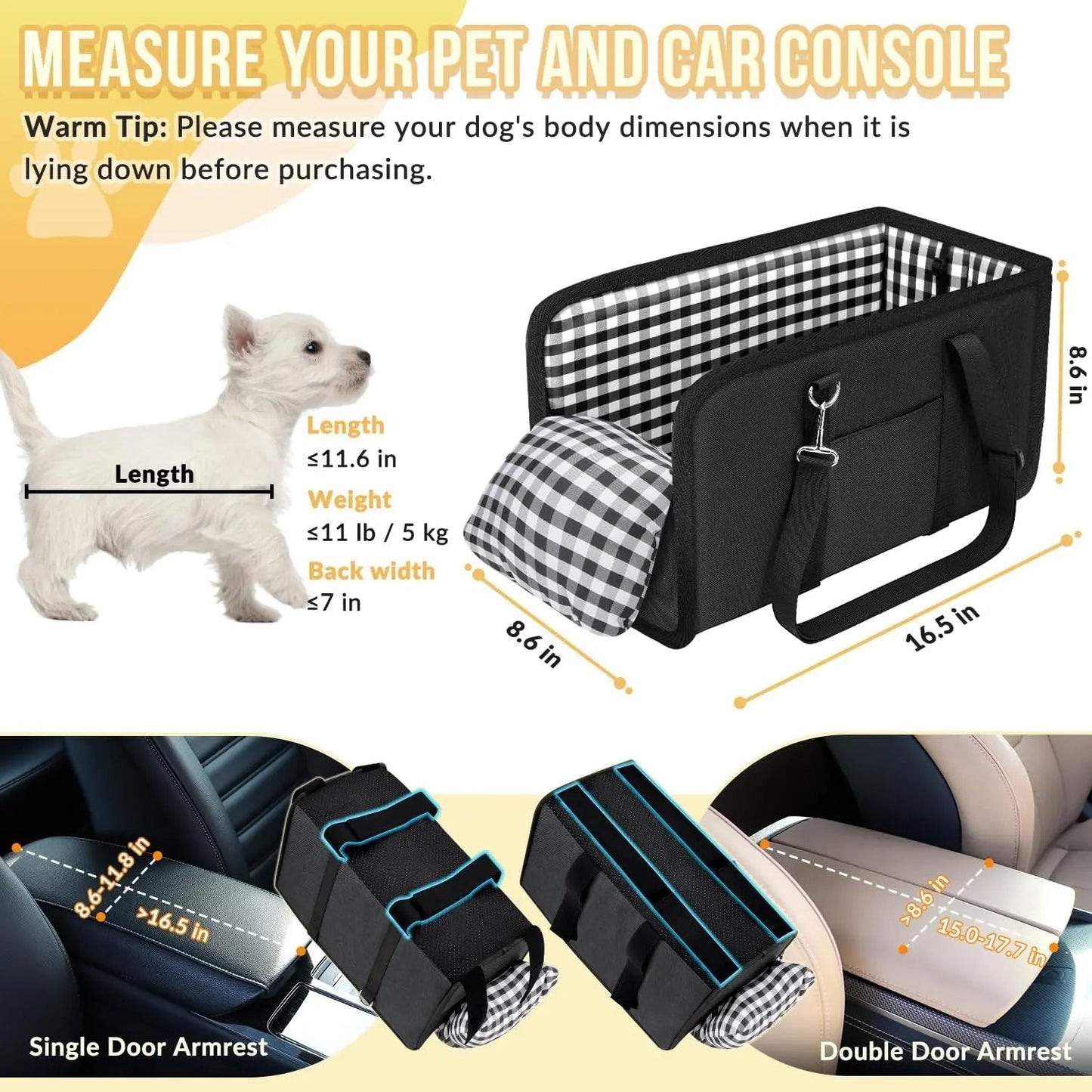 Console for Small Pets Car Seat