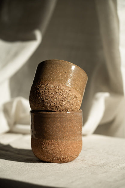 Rustic Pinkish Red Stoneware - Handmade Pottery Coffee Cup