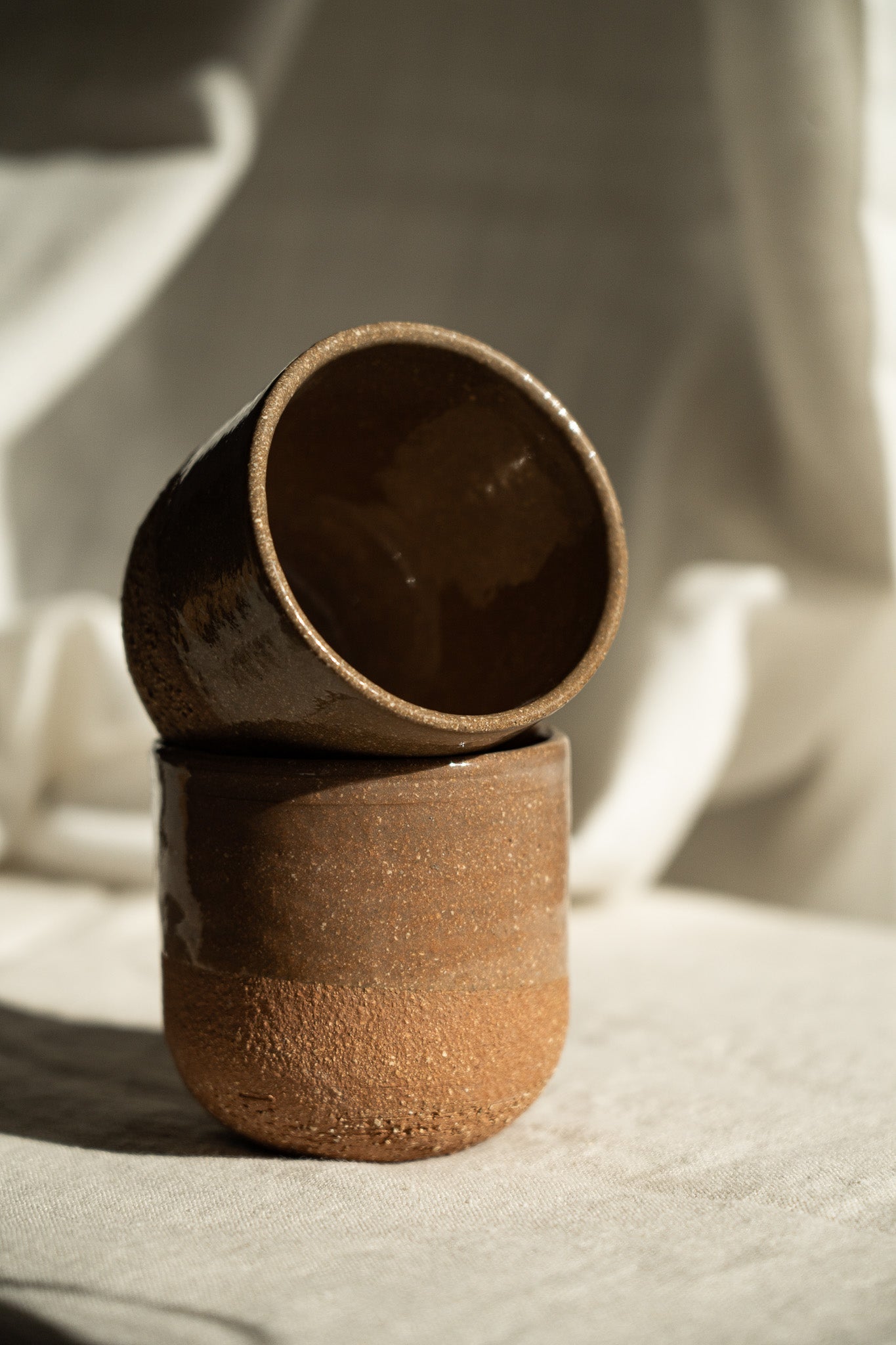Rustic Pinkish Red Stoneware - Handmade Pottery Coffee Cup