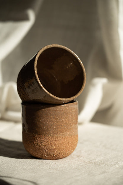Rustic Pinkish Red Stoneware - Handmade Pottery Coffee Cup