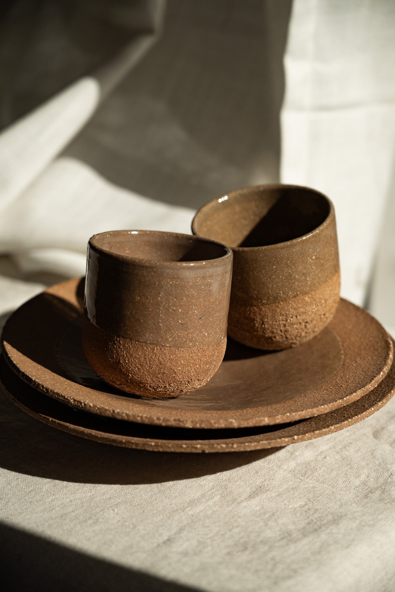 Rustic Pinkish Red Stoneware - Handmade Pottery Coffee Cup