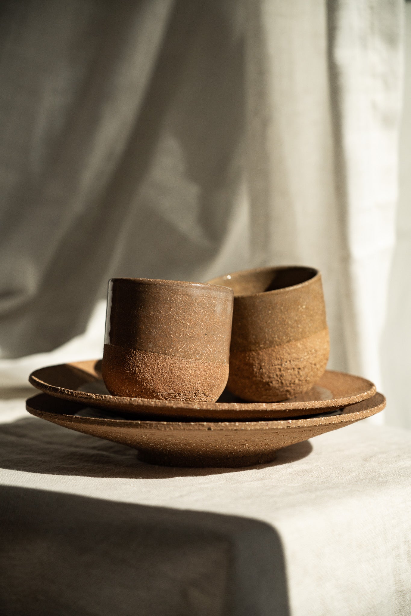 Rustic Pinkish Red Stoneware - Handmade Pottery Coffee Cup