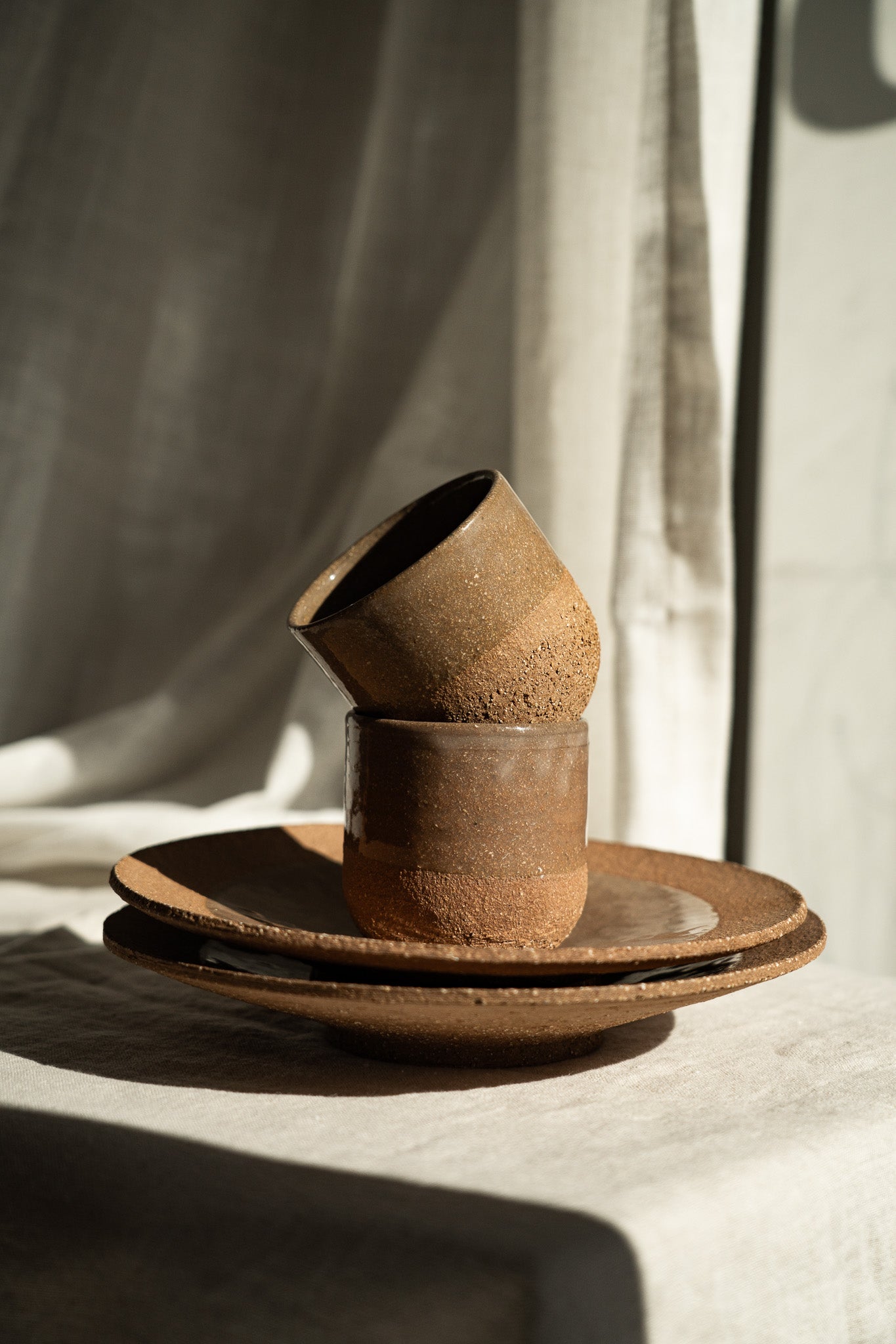 Rustic Pinkish Red Stoneware - Handmade Pottery Coffee Cup
