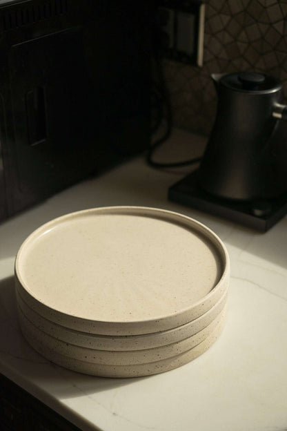 White w/ Speckles - Stoneware Pottery Plate