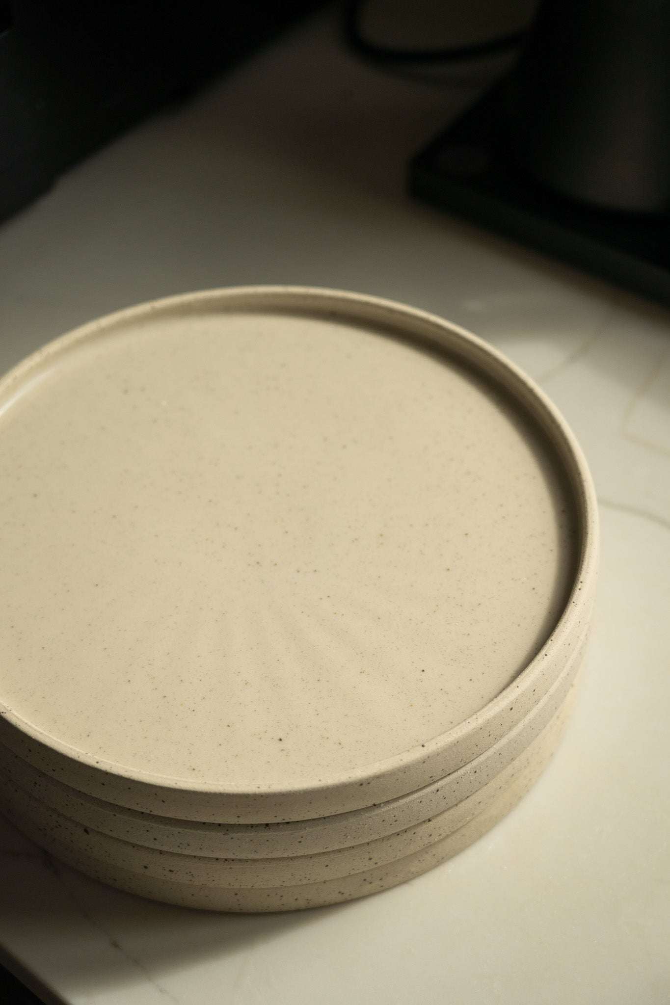White w/ Speckles - Stoneware Pottery Plate