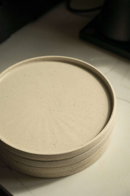 White w/ Speckles - Stoneware Pottery Plate
