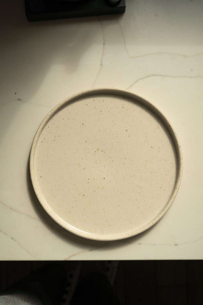 White w/ Speckles - Stoneware Pottery Plate