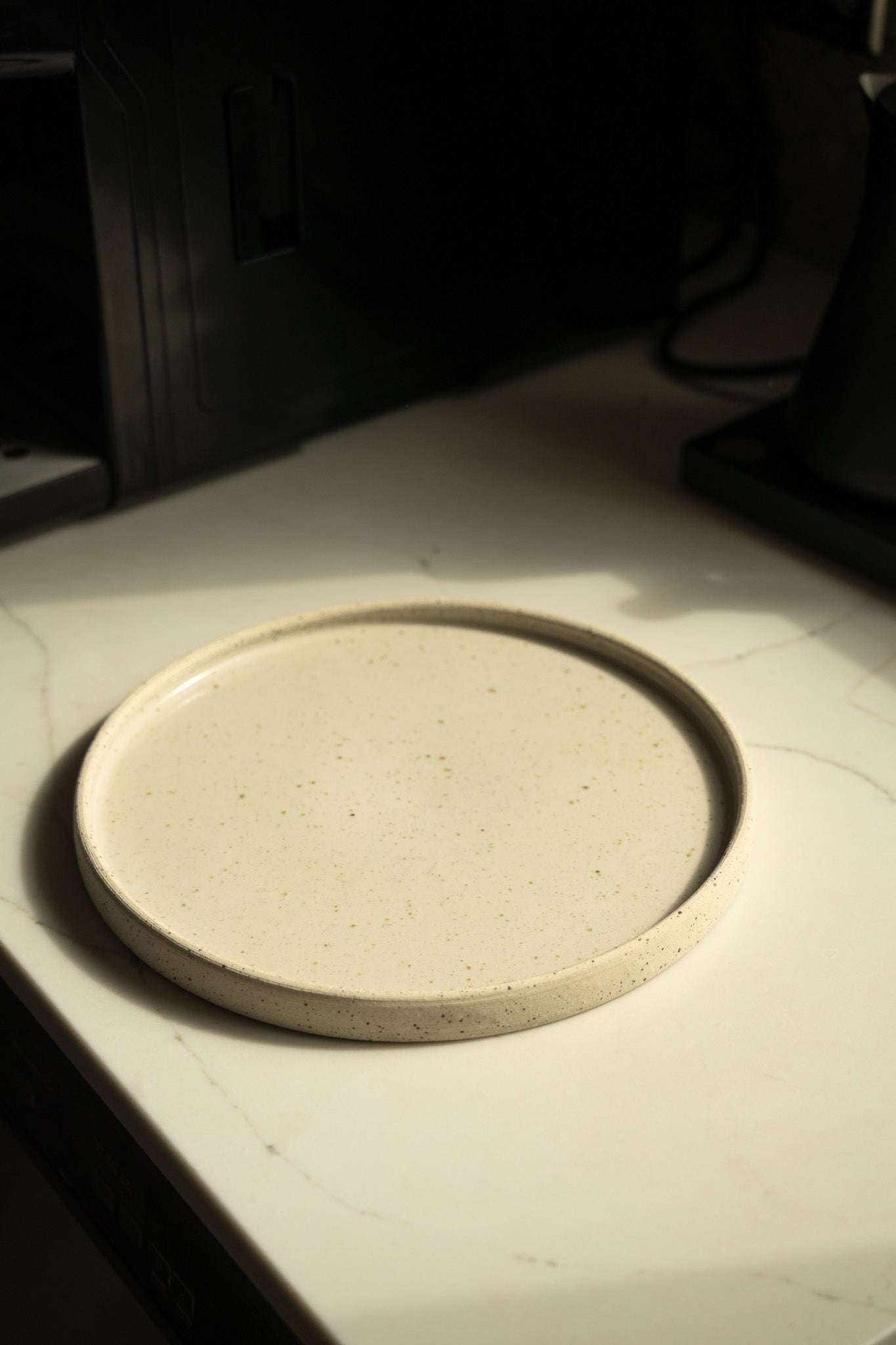 White w/ Speckles - Stoneware Pottery Plate