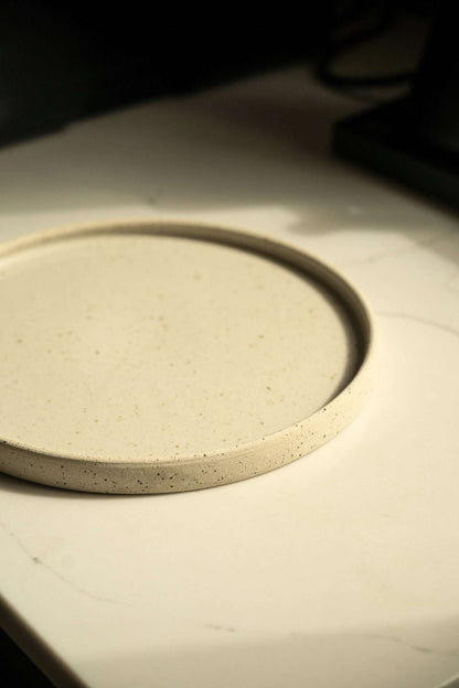 White w/ Speckles - Stoneware Pottery Plate
