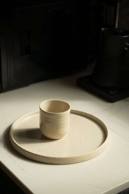 Rustic White Speckled Stoneware - Handmade Small Coffee Cup