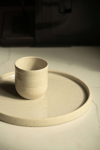 Rustic White Speckled Stoneware - Handmade Small Coffee Cup