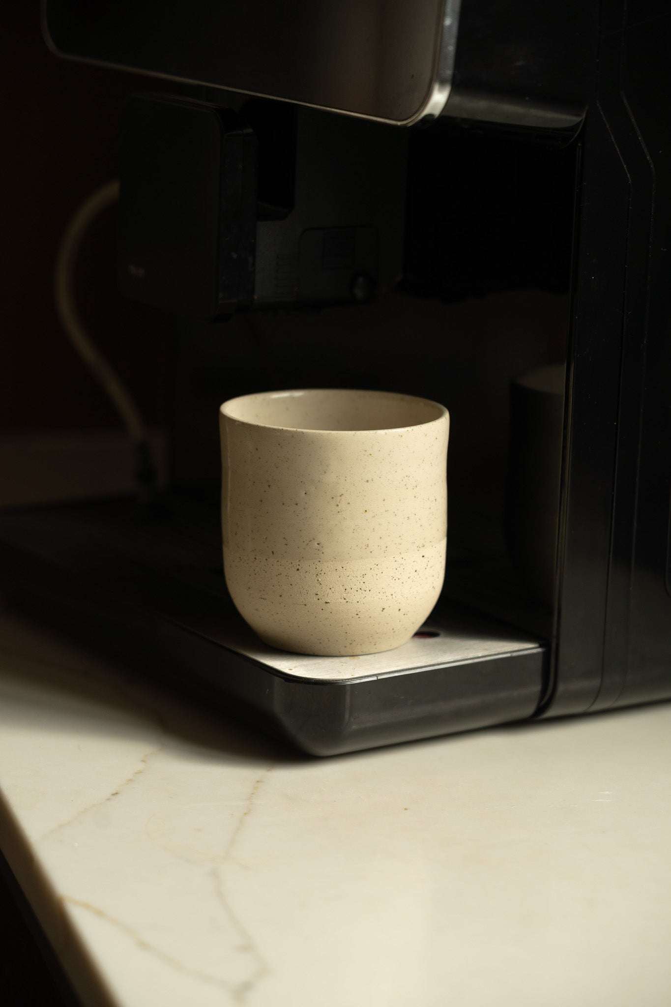 Rustic White Speckled Stoneware - Handmade Small Coffee Cup