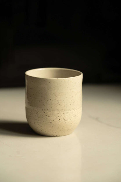 Rustic White Speckled Stoneware - Handmade Small Coffee Cup