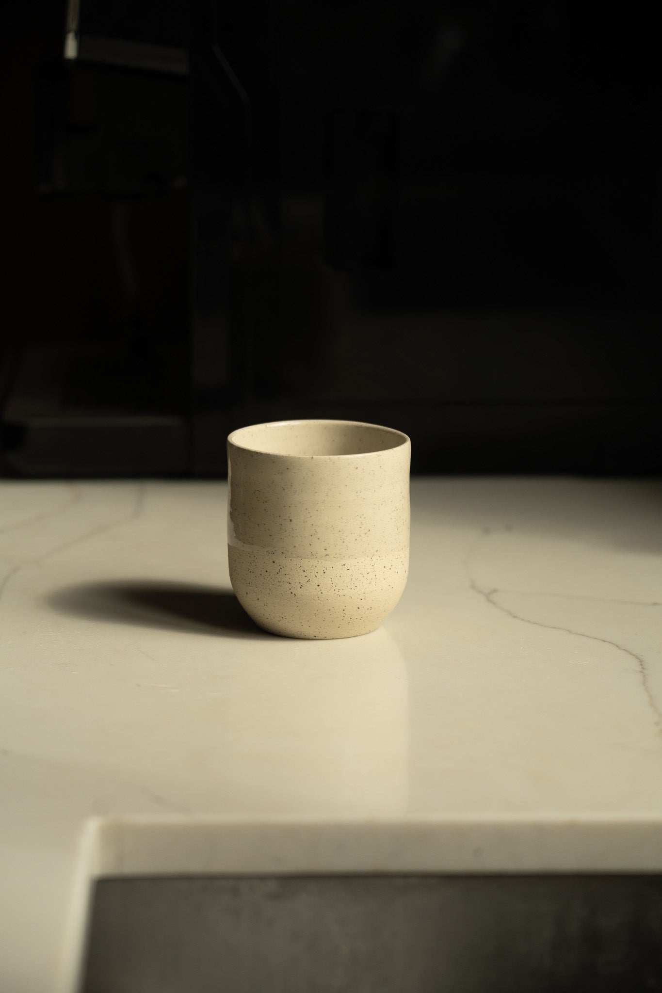 Rustic White Speckled Stoneware - Handmade Small Coffee Cup