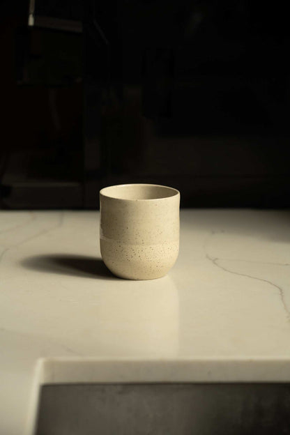 Rustic White Speckled Stoneware - Handmade Small Coffee Cup