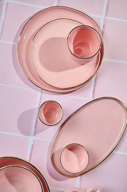 Powder Pink w/ Gold Rim - Porcelain Dinner Plates