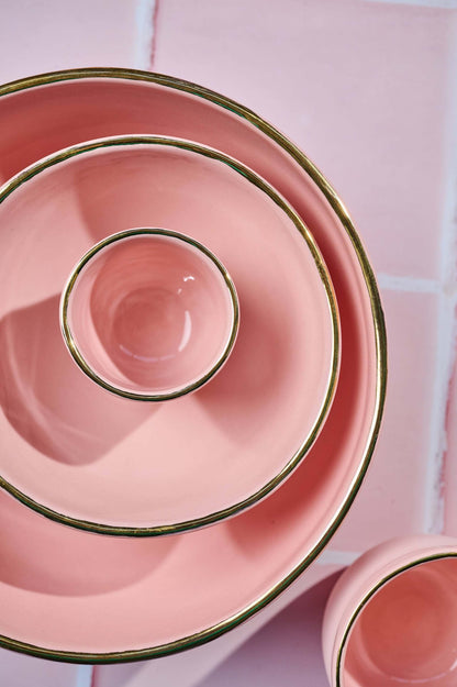 Powder Pink w/ Gold Rim - Porcelain Bowl