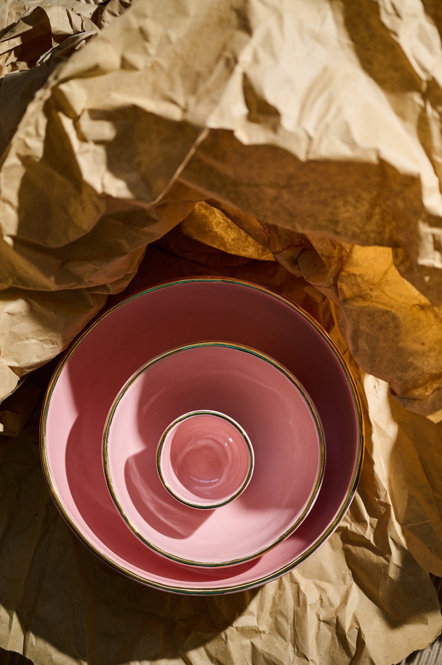 Powder Pink w/ Gold Rim - Porcelain Salad Bowl