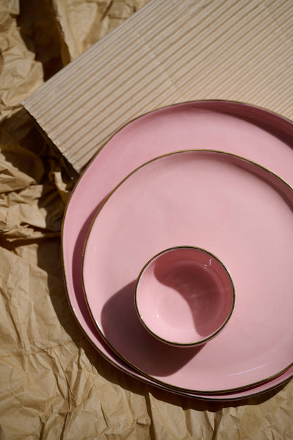 Powder Pink w/ Gold Rim - Porcelain Dinner Plates