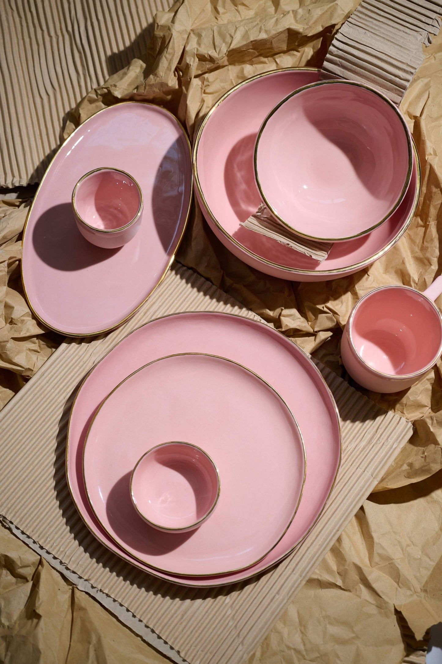 Powder Pink w/ Gold Rim - Porcelain Pinch Bowl