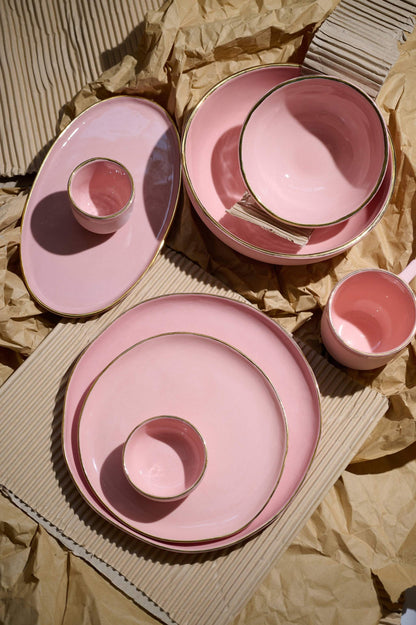 Powder Pink w/ Gold Rim - Porcelain Pinch Bowl