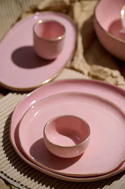 Powder Pink w/ Gold Rim - Porcelain Pinch Bowl