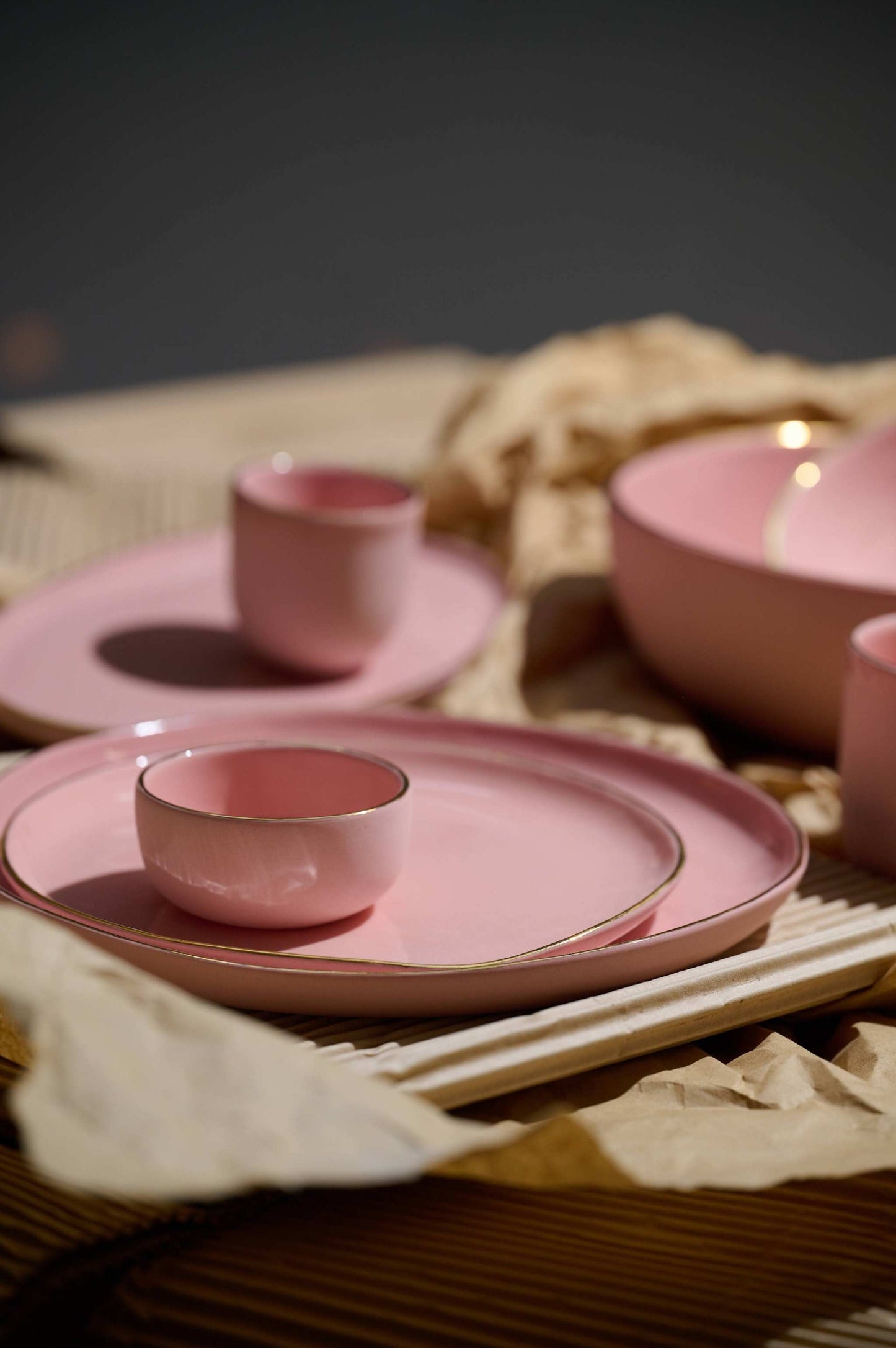 Powder Pink w/ Gold Rim - Porcelain Pinch Bowl