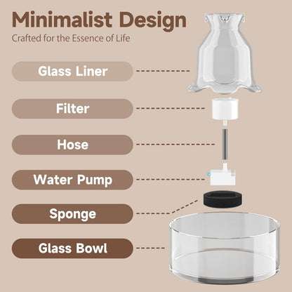 Ultra Quiet Glass Water Fountain