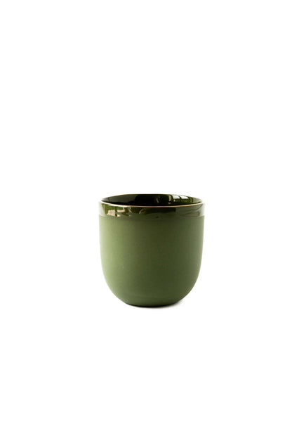 Green w/ Gold Rim - Porcelain Coffee Cup