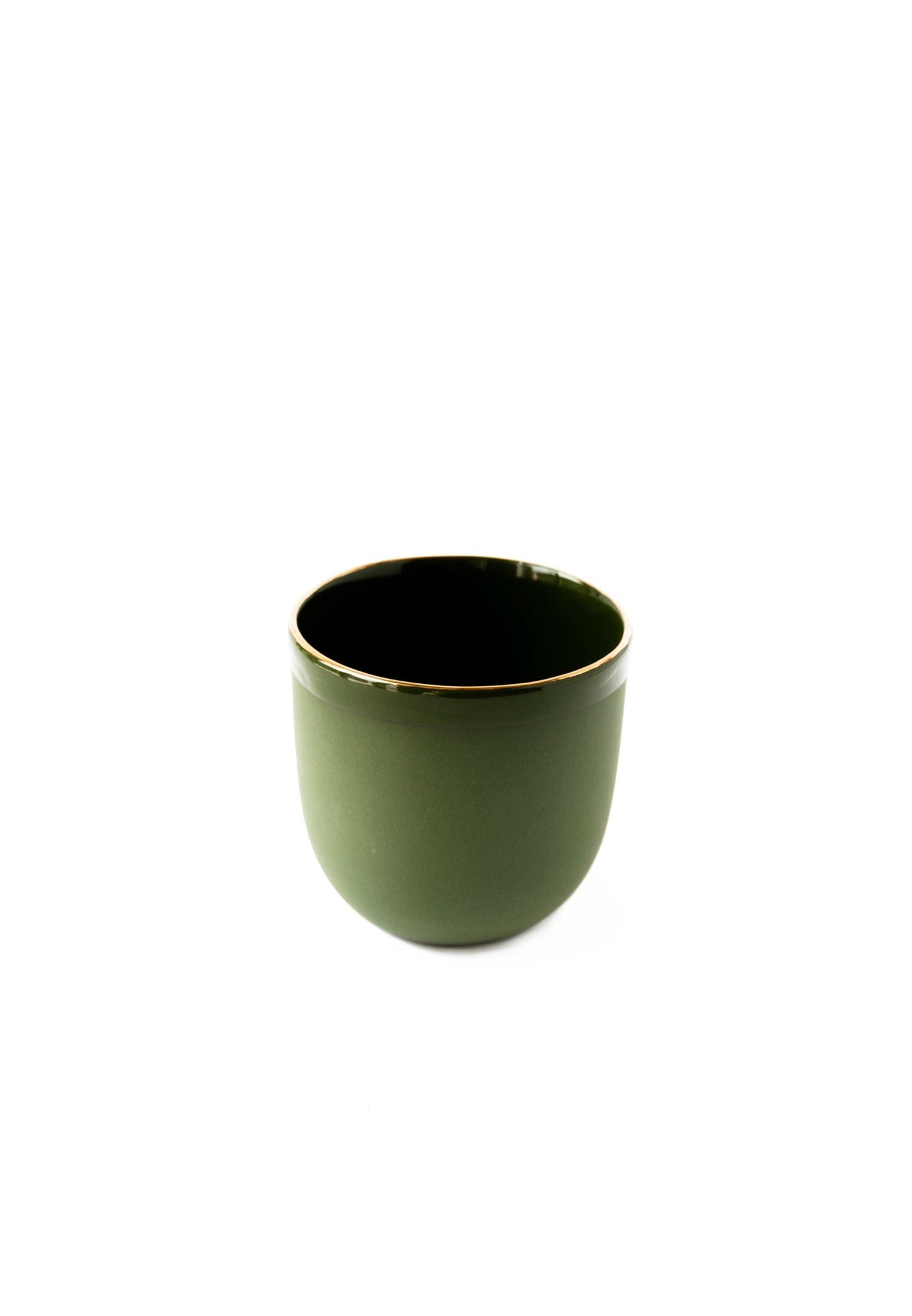 Green w/ Gold Rim - Porcelain Coffee Cup