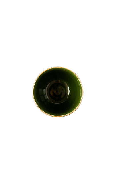 Green w/ Gold Rim - Porcelain Coffee Cup