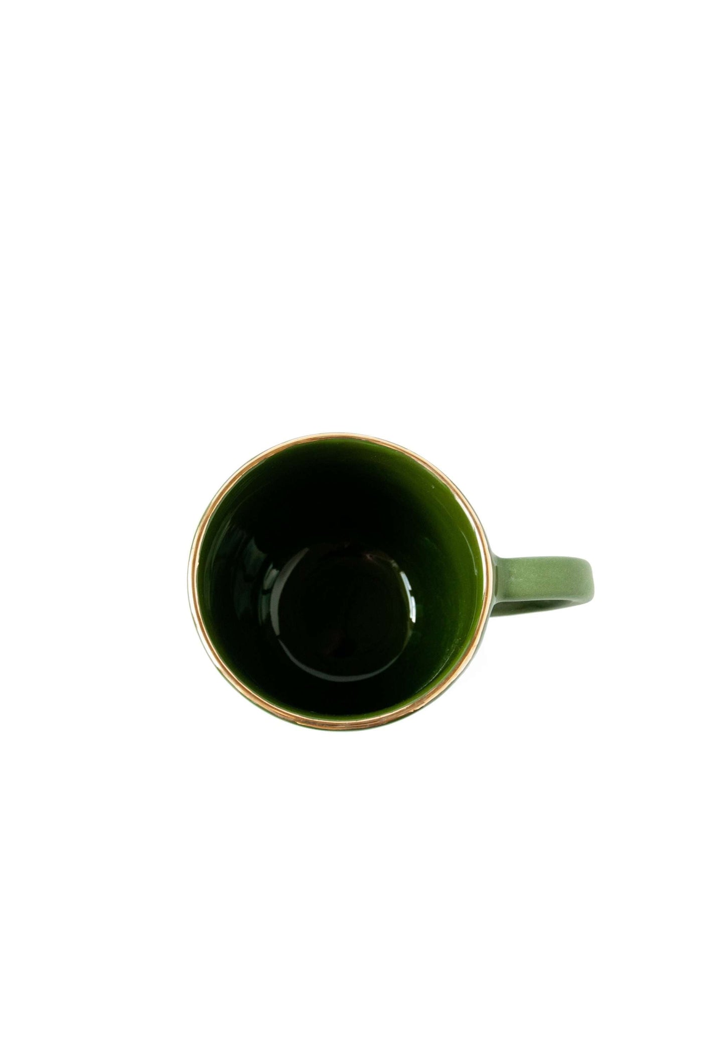 Green w/ Gold Rim - Porcelain Coffee Cup