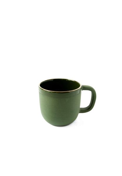 Green w/ Gold Rim - Porcelain Coffee Cup