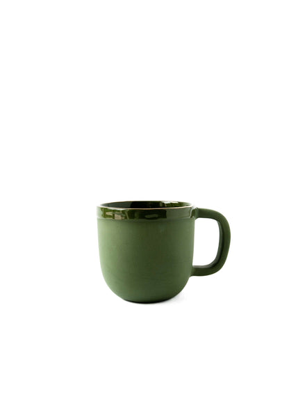 Green w/ Gold Rim - Porcelain Coffee Cup