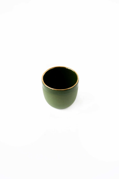 Green w/ Gold Rim - Porcelain Espresso Cup