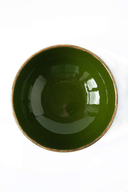Green w/ Gold Rim - Porcelain Salad Bowl