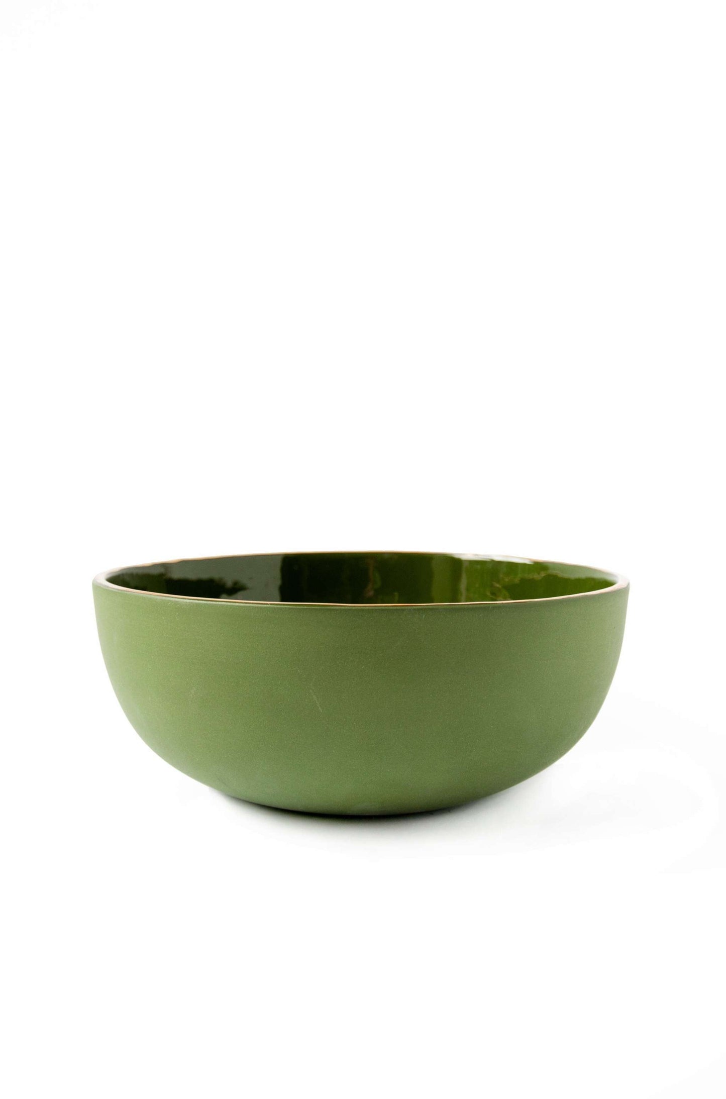 Green w/ Gold Rim - Porcelain Salad Bowl