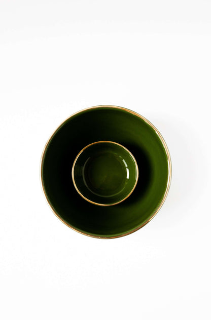 Green w/ Gold Rim - Porcelain Pinch Bowl