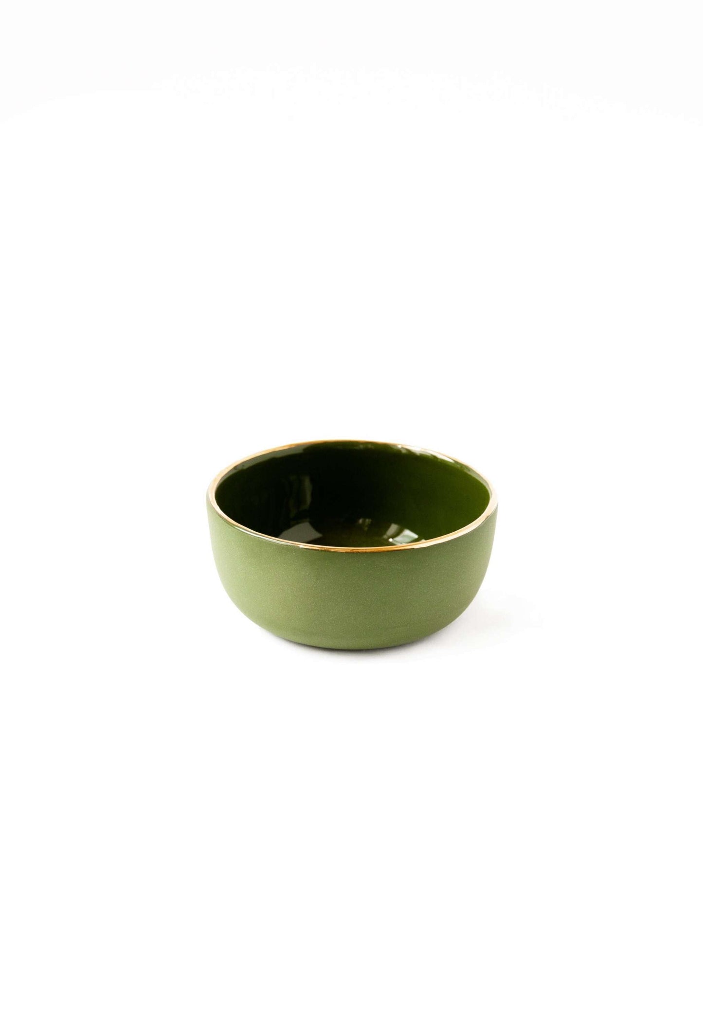 Green w/ Gold Rim - Porcelain Pinch Bowl