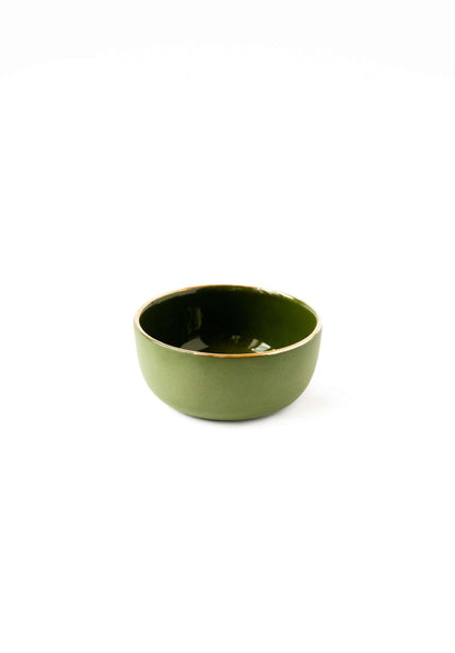 Green w/ Gold Rim - Porcelain Pinch Bowl