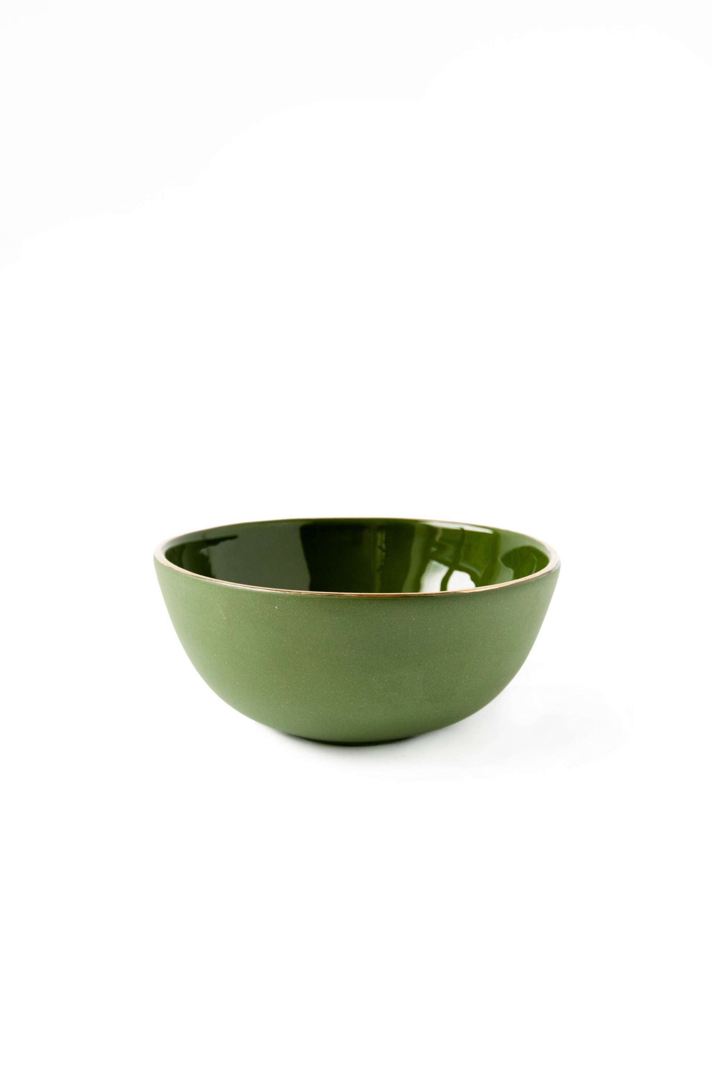 Green w/ Gold Rim - Porcelain Bowl