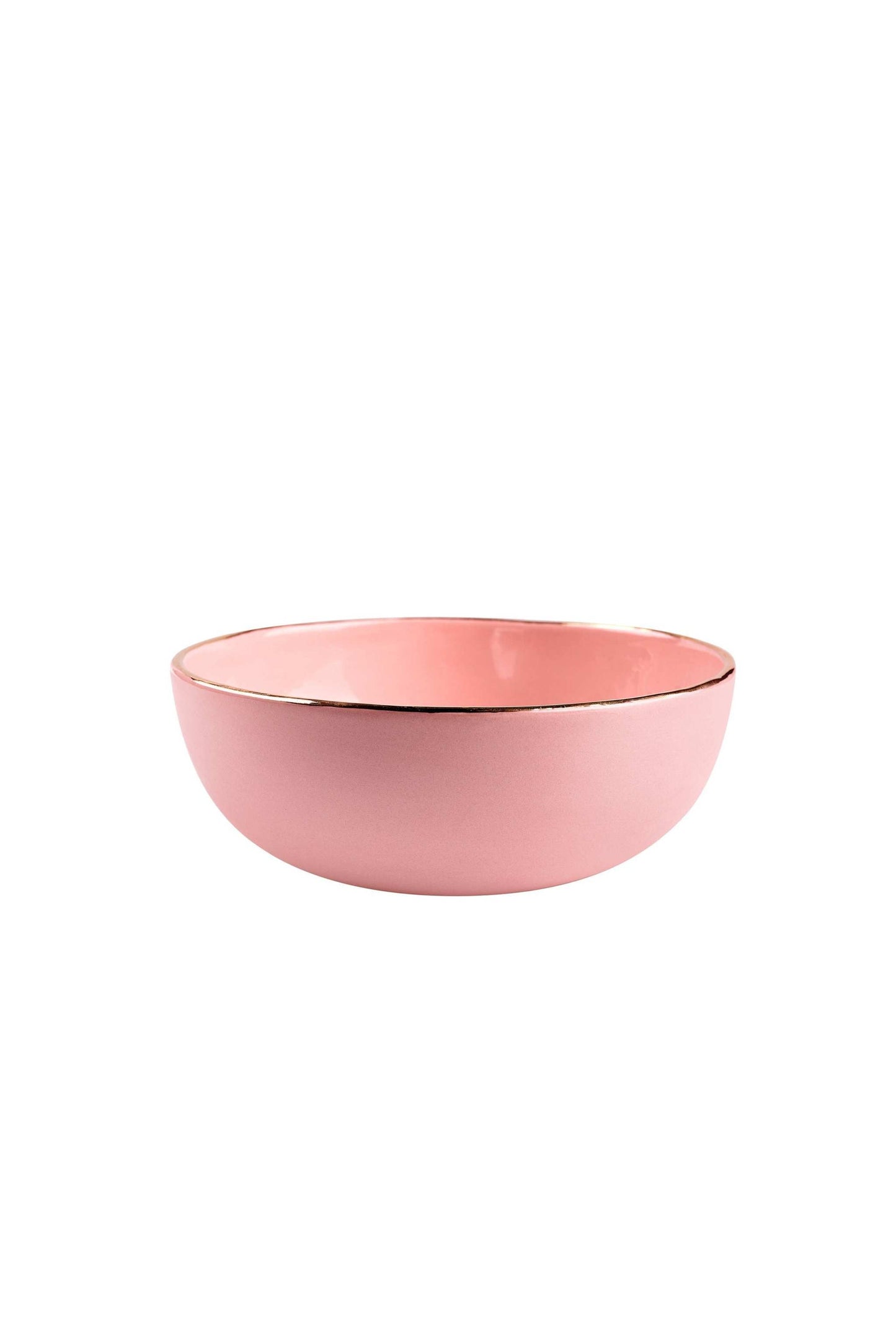 Powder Pink w/ Gold Rim - Porcelain Salad Bowl